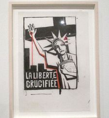 Liberté Crucifiée, January 9, 2015 - Tomi Ungerer drawing in response to the January 7, 2015 attack on Charlie Hebdo.